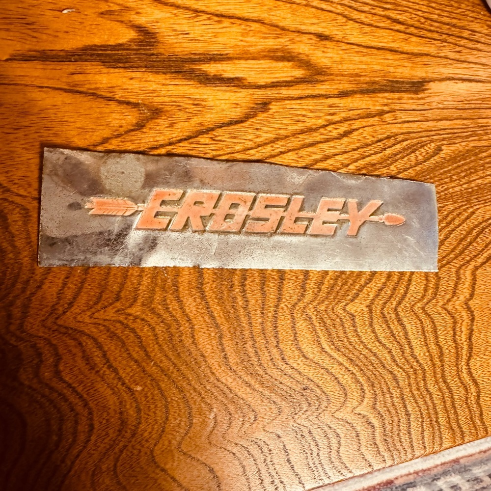 VTG Crosley Rustic Aluminum Plaque in Orange and Silver graphics/advertising